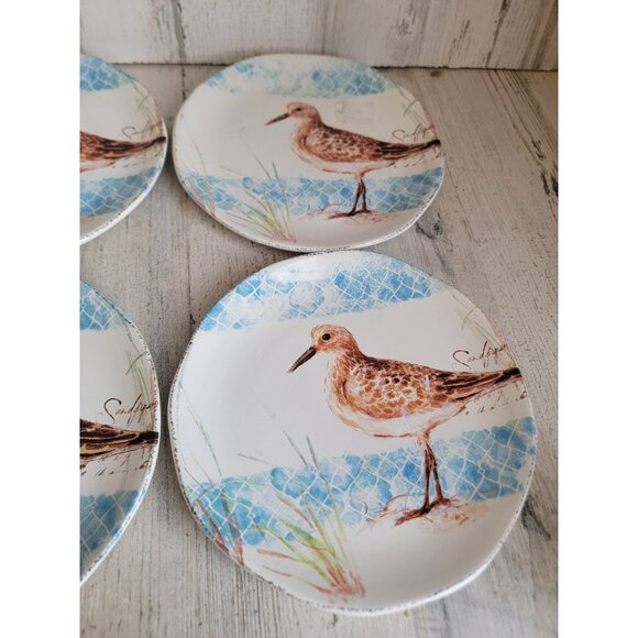 Pier 1‎ plate sandpiper bird set home decor 8" salad - Picture 4 of 5